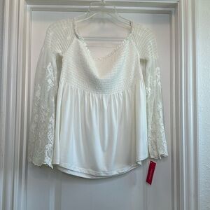 New Off the shoulder lace‎ babydoll top white size medium